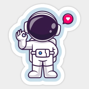 Cute Astronaut With Ok Sign Hand Cartoon Sticker
